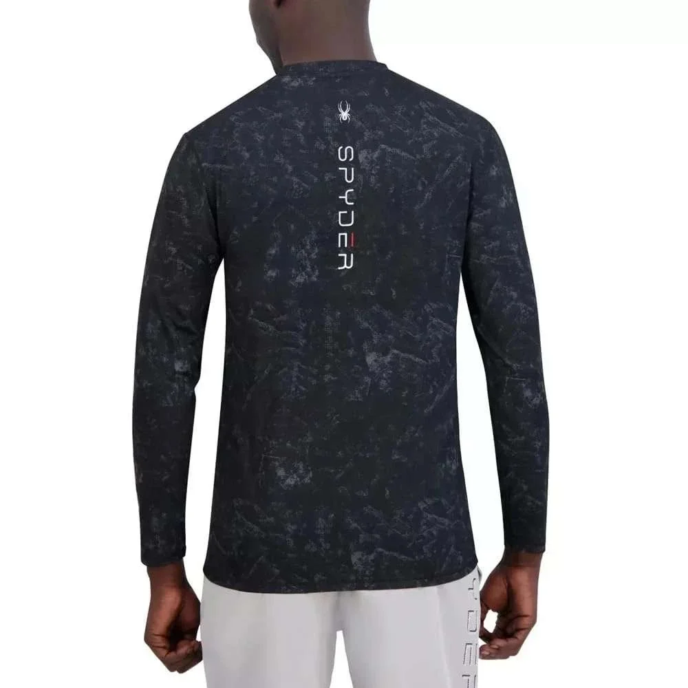 Spyder Swim Mens Rash Guard Long‎ Sleeve Shirt UPF50 Small Black New with Tags!